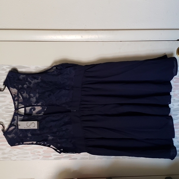 SunnyMe Navy Floral Illusion Top Dress Size 2XL - Picture 6 of 7